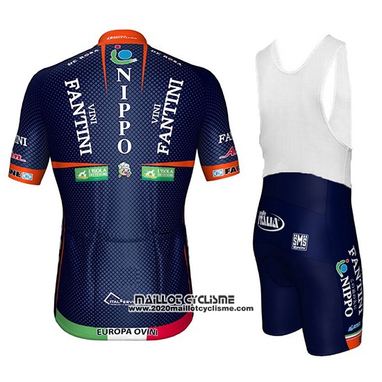 2018 Maillot Ciclismo Nippo Vini Fantini Europe Ovini Fonce Bleu Manches Courtes et Cuissard